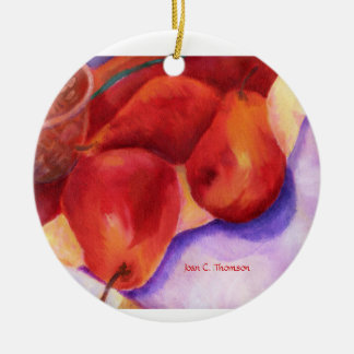 Röda päron-ornament julgransprydnad keramik