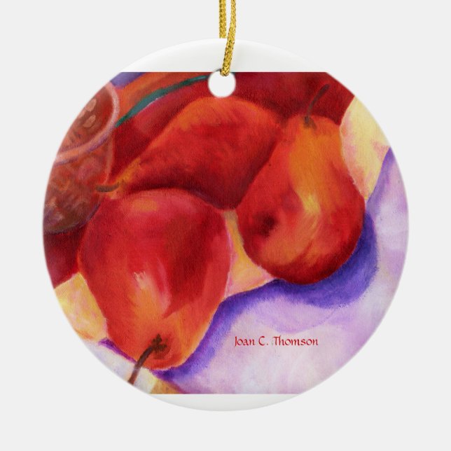 Röda päron-ornament julgransprydnad keramik (Framsidan)