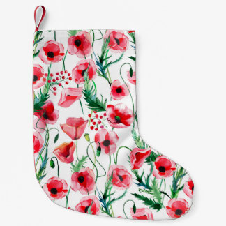 Röda påsar: illustration av vattenfärgens blommigt liten julstrumpa