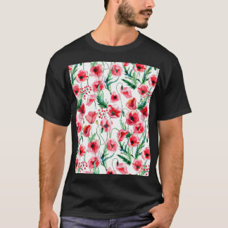 Röda påsar: illustration av vattenfärgens blommigt t shirt