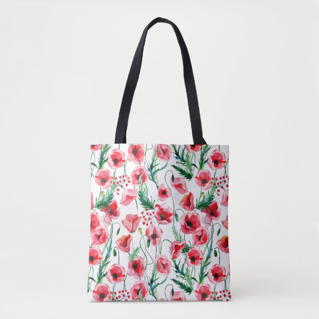 Röda påsar: illustration av vattenfärgens blommigt tygkasse (Framsida)
