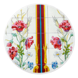 Röda påsar och Daisy, keramiska dragdroppar Knopp