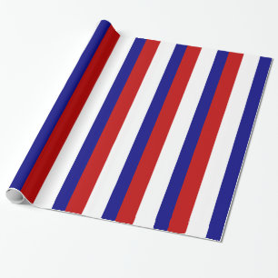 Röda patriotiska randar för vit och för blått presentpapper