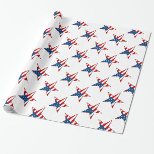 Röda patriotiska stjärnor för vit som & för bl presentpapper
