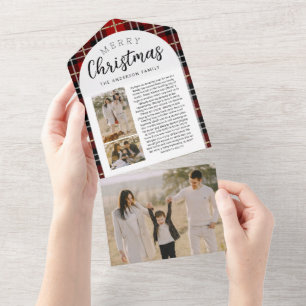 Röda Ped-familjens julfotkort trifold