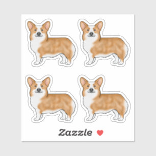 Röda Pembroke Welsh Corgi söta tecknade hundar Klistermärken