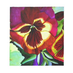 Röda penséer akvarell blomma original konst anteckningsblock