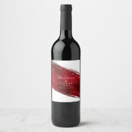 Röda penseldrag i fet Scarlet Vinflaska Etikett