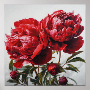 Röda peonies Flower Art Print Poster