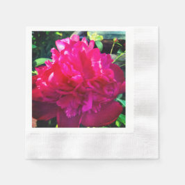 Röda Peony servetter, präglade cocktail servetter