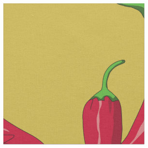 Röda peppar mönster, chilipeppar på guld- tyg