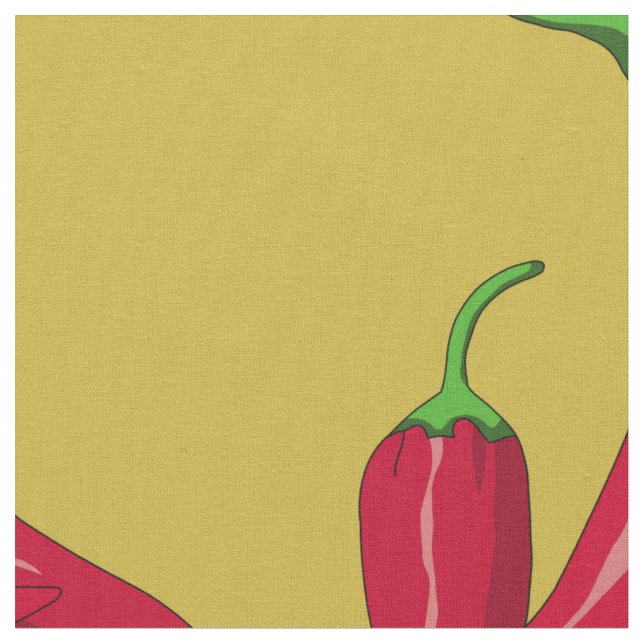 Röda peppar mönster, chilipeppar på guld- tyg (Närbild)