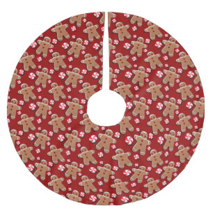 Röda pepparkakakakagodisar julgransmatta borstad polyester