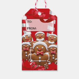 Röda Pepparkaksgubbar/Gift-Märkre Presentetikett