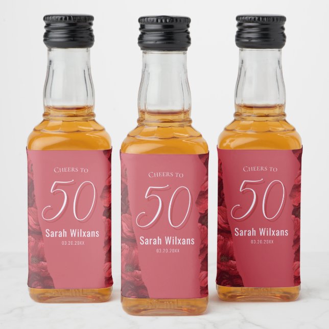 Röda Personliga Anemoner Blommig Överraskning Föde Spritflaskor Etikett (Flaskor)