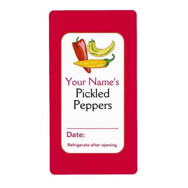 Röda personligknipaetiketter för burkpeppar fraktsedel (Framsidan)