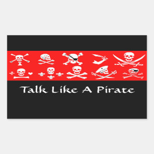 RÖDA PIRAT BANNERS SKULL,KROSSEDDA BONER,SWORDER REKTANGULÄRT KLISTERMÄRKE