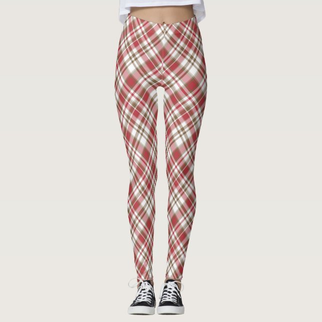 Röda plädkvinna damasker leggings (Framsida)