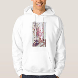 Röda plommonblommor hoodie