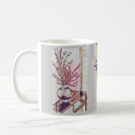 Röda plommonblommor kaffemugg
