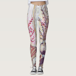 Röda plommonblommor leggings