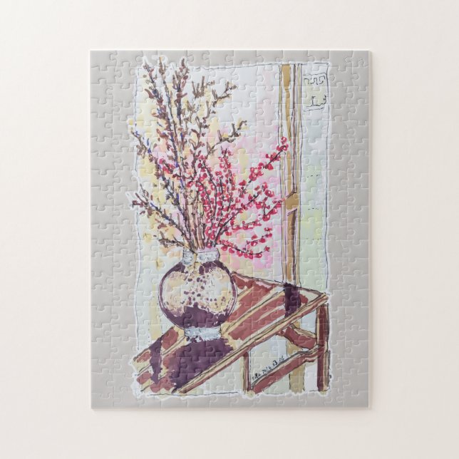 Röda plommonblommor pussel (Vertikal)