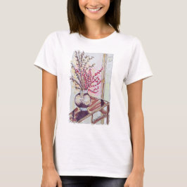 Röda plommonblommor t shirt