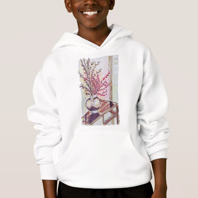 Röda plommonblommor t shirt (Framsida)