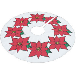 Röda Poinsettia Julgran Skydd Dekor Julgransmatta Borstad Polyester