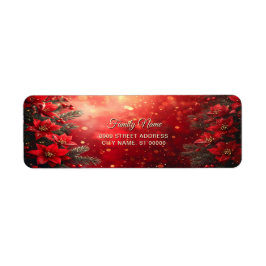 Röda Poinsettia och Bär Returadress Etikett