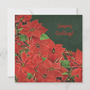 Röda poinsettia Season-årens hälsningskort Julkort