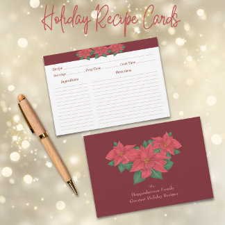 Röda poinsettias-Helgdag receptkort