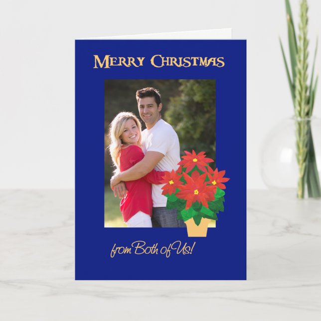 Röda poinsettias julfoto från oss båda helgkort (Framsida)