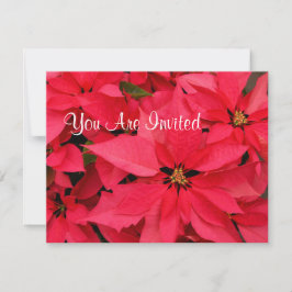Röda poinsettias-julinbjudan - Helgdag Inbjudningar