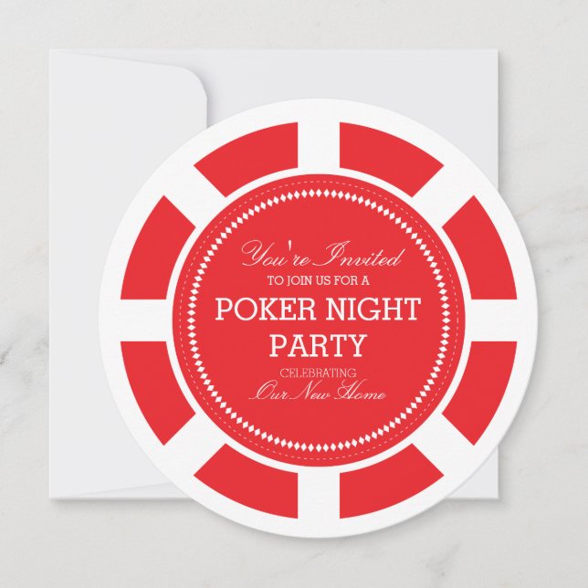 Röda Poker-Chip-inbjudan till spelfest Inbjudningar (Framsida)