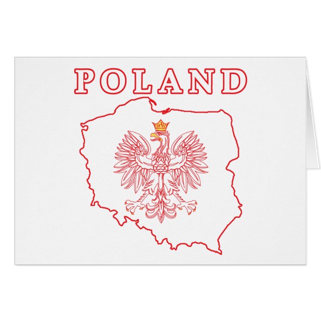 Röda Polen Karta med öre Hälsningskort (Framsidan Horizontal)