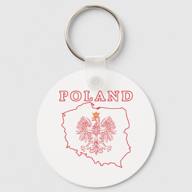 Röda Polen Karta med öre Nyckelring (Framsida)