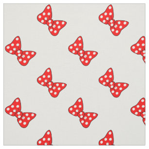 Röda Polka dots Bows på vitt Tyg