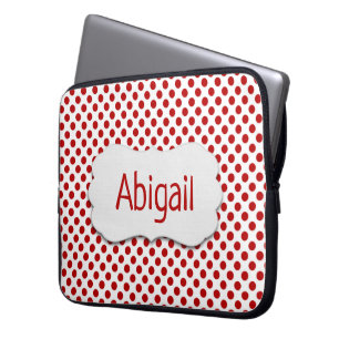 Röda Polka dots med Namn Laptop Fodral