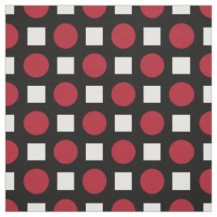 Röda polka dots och vita fyrkanter tyg