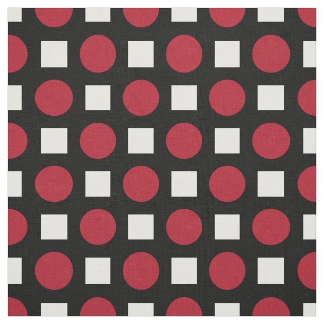 Röda polka dots och vita fyrkanter tyg (Provkarta)