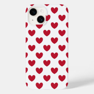 Röda polka-hjärtan på vita Fodral-Mate iphone case