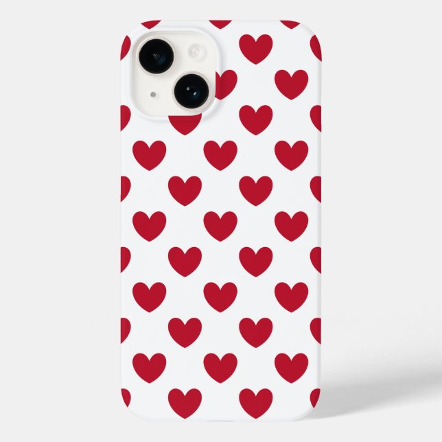 Röda polka-hjärtan på vita Fodral-Mate iphone case (Baksida)