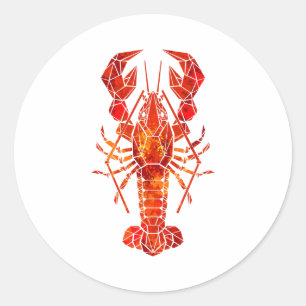 Röda polygonlobster runt klistermärke