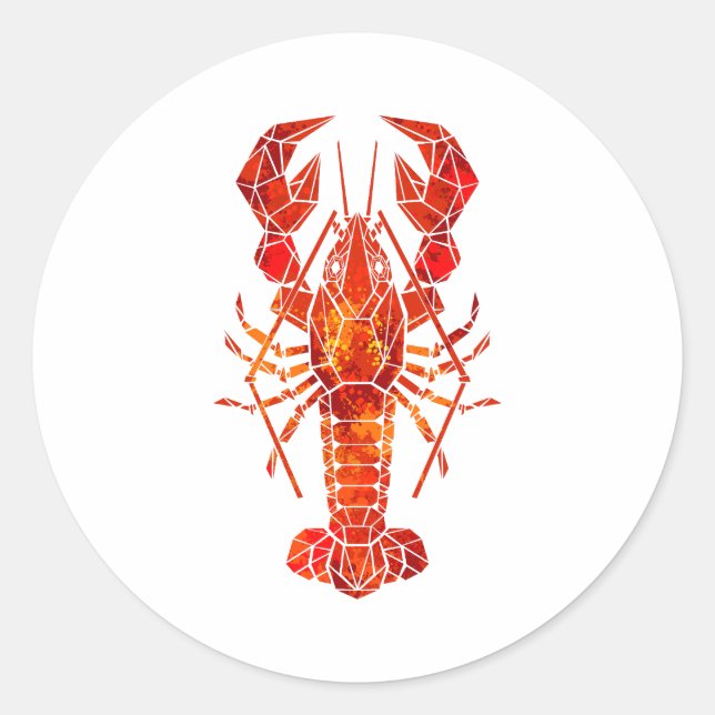 Röda polygonlobster runt klistermärke (Framsida)