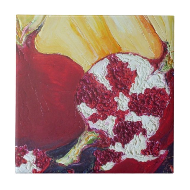 Röda Pomegranates belägger med tegel Kakelplatta (Framsidan)