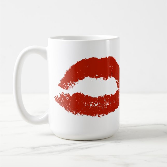 Röda Pop Art Läppar Kaffemugg (Vänster)
