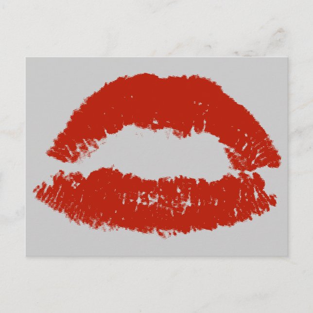 Röda Pop Art Läppar Vykort (Framsida)