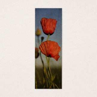 Röda poppies, bokmärke litet visitkort