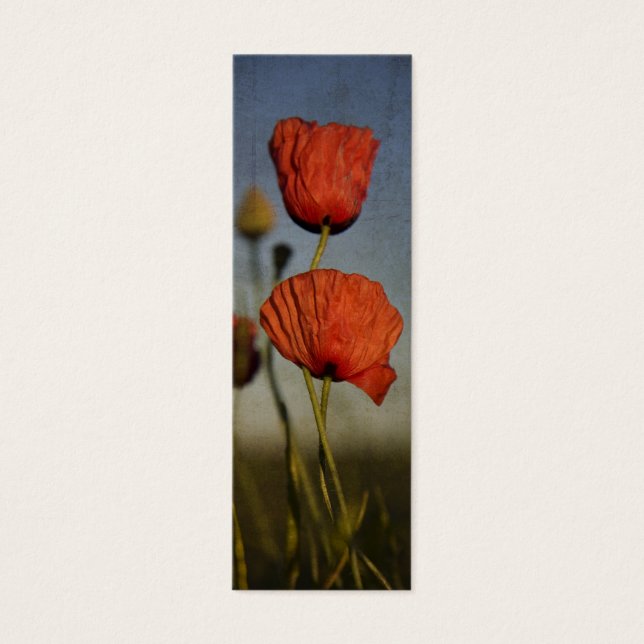 Röda poppies, bokmärke litet visitkort (Framsidan)